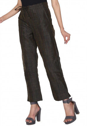 Textured Dupion Silk Pant in Black