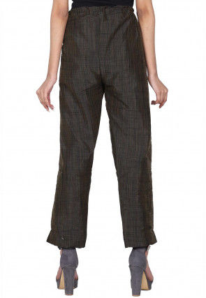 Textured Dupion Silk Pant in Black