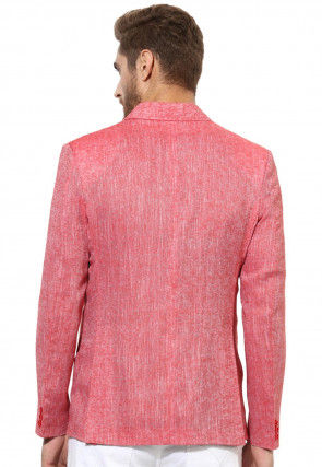 Textured Linen Blazer in Red