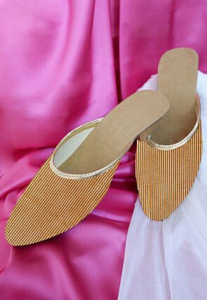 Textured Lurex Women Mules in Beige