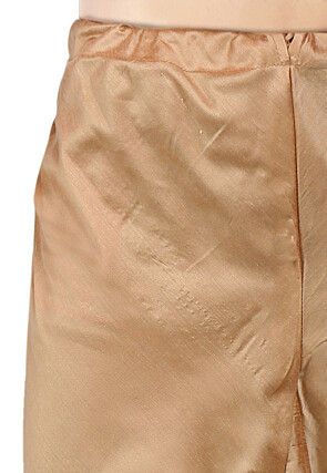 Plain Cotton Silk Churidar in Beige