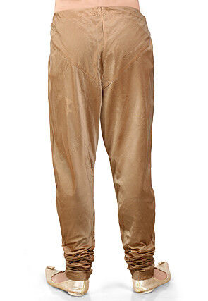 Plain Cotton Silk Churidar in Beige