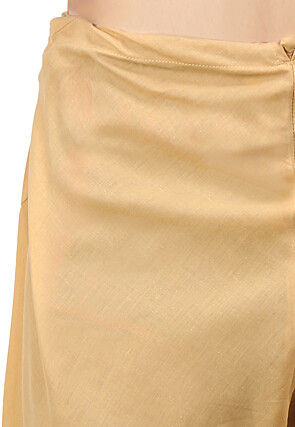 Plain Cotton Silk Churidar in Beige