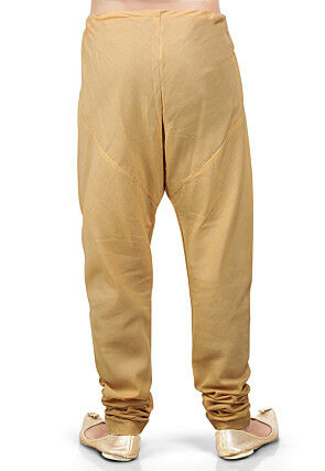 Plain Cotton Silk Churidar in Beige