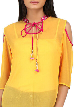 High Low Georgette Top in Yellow