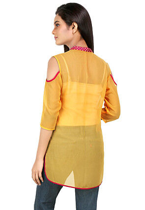 High Low Georgette Top in Yellow