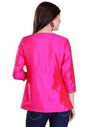 Plain Silk Top in Fuchsia