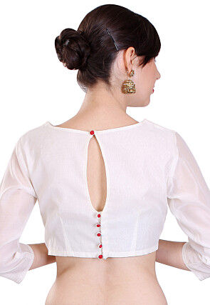 Embroidered Chanderi Silk Blouse in Off White