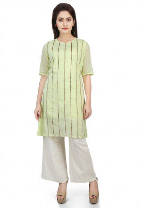 Details about   Women's Sleeveless Cotton Printed Straight Kurti Boat Neck Casual Wear Green 