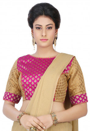 Brocade Blouse in Fuchsia and Golden