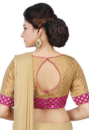 Brocade Blouse in Fuchsia and Golden