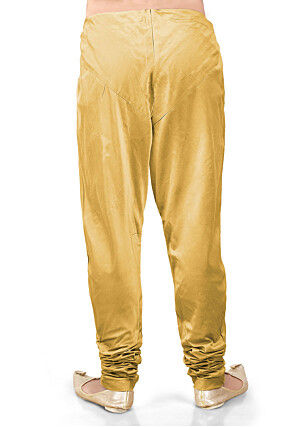 Plain Cotton Silk Churidar in Dark Beige