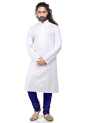 Plain Cotton Silk Churidar in Navy Blue