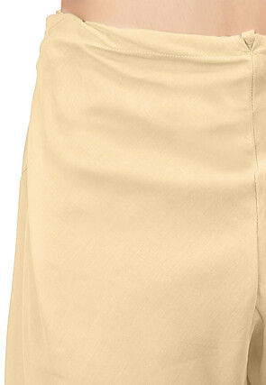 Plain Cotton Silk Churidar in Beige