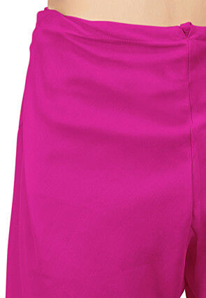 Plain Cotton Silk Churidar in Dark Fuchsia