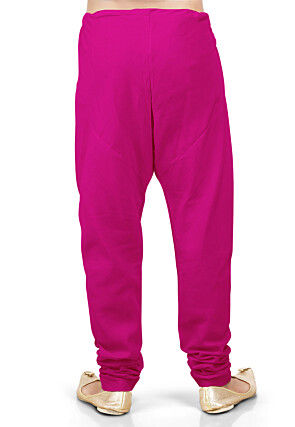 Plain Cotton Silk Churidar in Dark Fuchsia