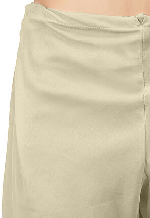 Plain Cotton Silk Churidar in Off White