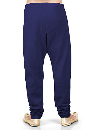 Plain Cotton Silk Churidar in Navy Blue