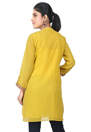Side Pleated Georgette Tunic in Mustard