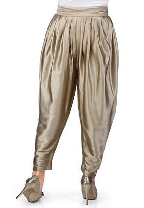Plain Satin Dhoti Pant in Dusty Gold