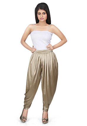 Plain Satin Dhoti Pant in Dusty Gold