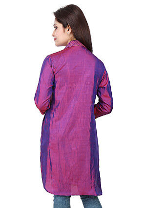 Plain Art Silk Tunic in Purple