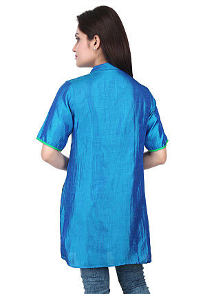 Plain Art Silk Kurti in Blue