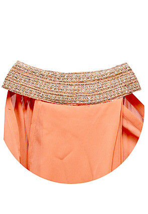 Plain Georgette Dhoti Style Tunic in Peach