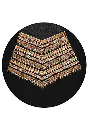 Embroidered Georgette Dress in Black