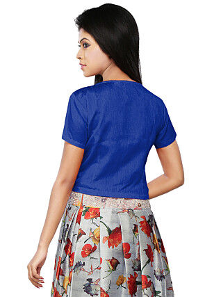 Asymmetric Dupion Silk Top in Royal Blue