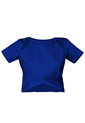 Asymmetric Dupion Silk Top in Royal Blue
