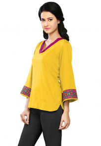 Plain Crepe Top in Yellow