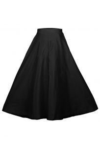 Plain Dupion Silk Long Skirt in Black