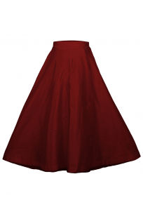 Plain Dupion Silk Long Skirt in Maroon