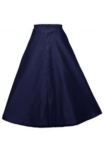 Plain Dupion Silk Long Skirt in Navy Blue