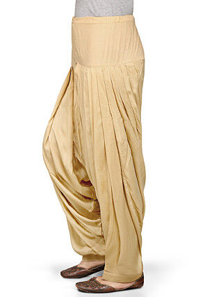 Plain Rayon Patiala in Beige