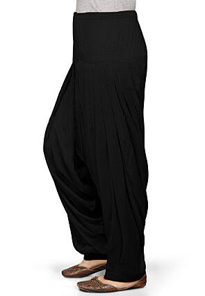 Plain Rayon Patiala in Black
