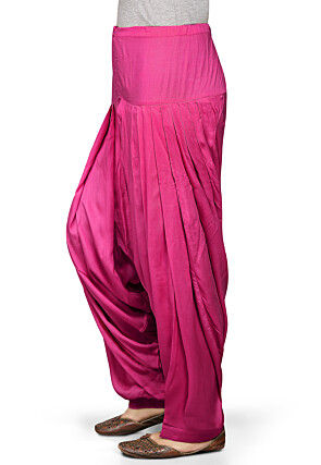 Plain Rayon Patiala in Fuchsia