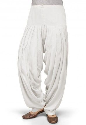 Plain Rayon Patiala in Off White