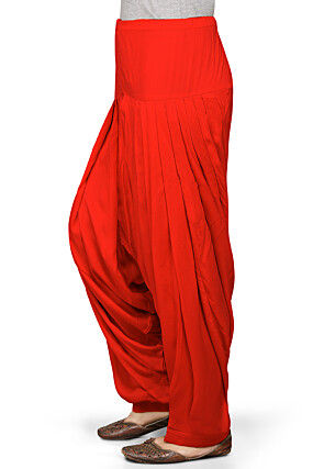 Plain Rayon Patiala in Red
