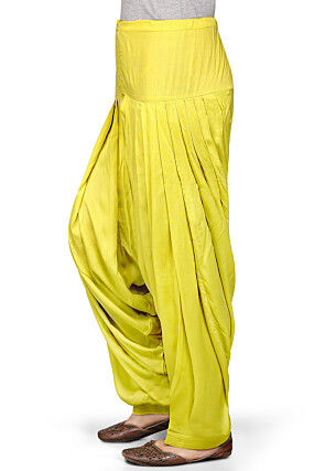 Plain Rayon Patiala in Yellow