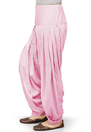 Plain Rayon Patiala in Pink