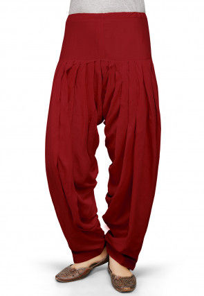 Plain Rayon Patiala in Maroon