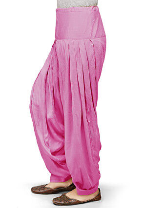 Plain Rayon Patiala in Pink