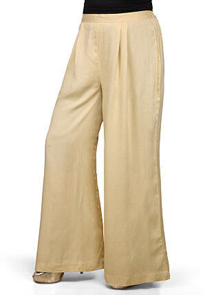 Plain Rayon Palazzo in Cream