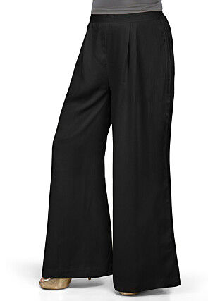 Plain Rayon Palazzo in Black