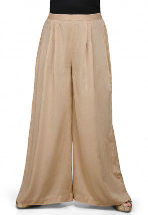 Plain Rayon Palazzo in Beige