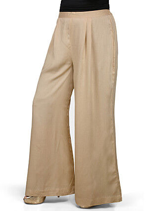 Plain Rayon Palazzo in Beige