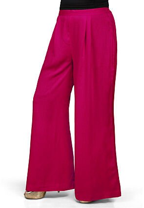 Plain Rayon Palazzo in Fuchsia