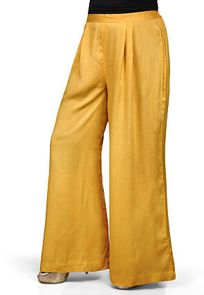 Plain Rayon Palazzo in Mustard